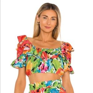 Show Me Your Mumu Jessie Top. Ruffle crop top with fun floral color